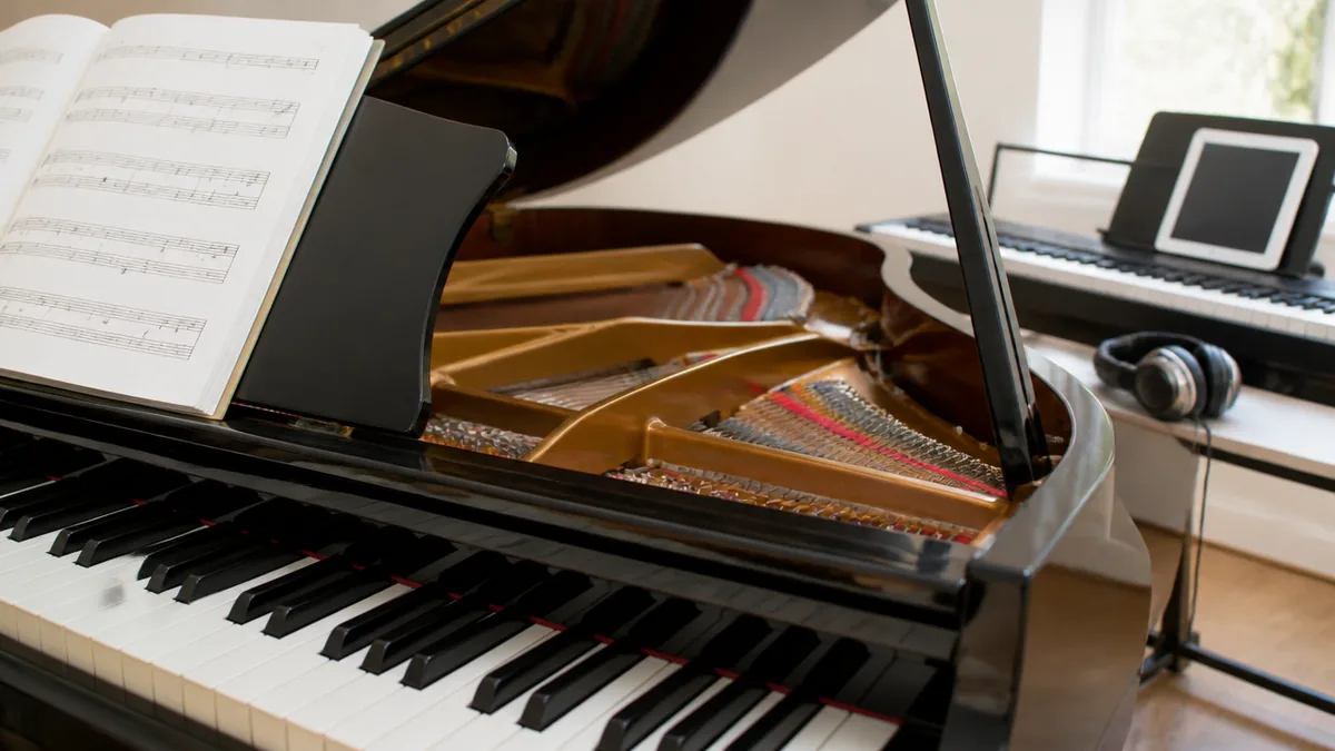 più pianoとpiù forteは、pとfの「あいだ」を作る記号の解説画像